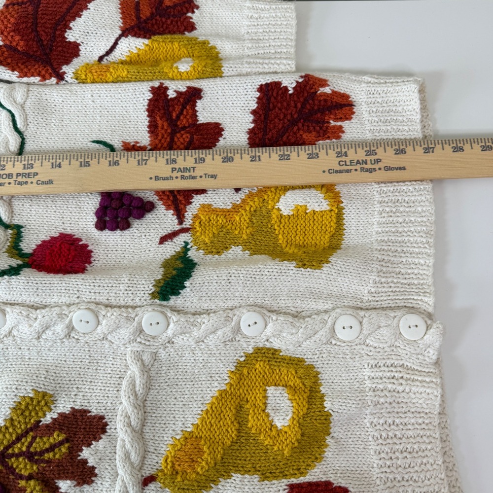 Marisa Christina Hand Knit Fruit Harvest Vintage Button Cardigan Fall Novelty M - Picture 6 of 8